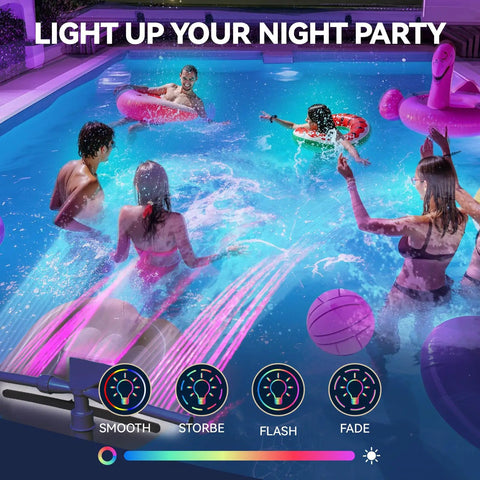 Pool Fountain With Lights For Above Ground And Inground Pools Dual Layer Spray Solar Powered Waterfall Sprinkler Chiller And Aerator Outdoor Swimming Pool Water Feature Accessory In Light Gray with colorful light display during night party