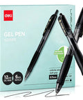 Bulk Gel Pens 0.7mm Retractable Black Ink Set 12 Pens With 6 Refills packaging and pen tips close-up