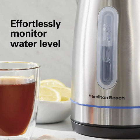 Fast Boil Electric Tea Kettle 1.7 Liter Cordless Water Boiler With 1500 Watts Auto Shutoff And Boil Dry Protection Stainless Steel Led Ring Light