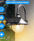 Two Pack Solar Barn Lights With Motion Sensor And 3 Lighting Modes, vintage gooseneck light on brick wall, weather resistance features