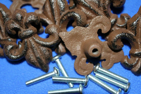 French Victorian Cabinet Knobs Pack Of 60 Cast Iron Fleur De Lis Hardware For 2-Inch Cabinets with screws included