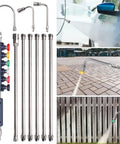 Pressure Washer Extension Wand Set, 15 Inch Stainless Steel Lance Kit With 30 Degree, 90 Degree And U Shaped Wands, Up To 4000 PSI