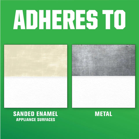 Fast Dry Appliance Touch Up Paint With Specialty Brush Bottle adheres to sanded enamel and metal surfaces shown in image