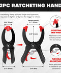 Diagram of 2Pc Ratcheting Hand clamp from 10-Piece Bar Clamp Set With 12-Inch And 6-Inch Dual-Size Quick Release Ratcheting Wood Clamps.