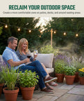 Couple enjoying evening on patio surrounded by potted herbs from Garden Aromatic Herb Seed Kit For Mosquito Season With Six Seed Packets