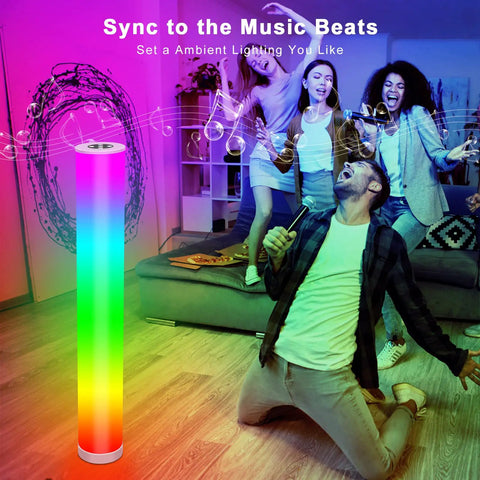 2 Pack RGB Corner Floor Lamps With App And Button Control, 10W 500LM Color Changing Mood Lights That Sync With Music displayed in room