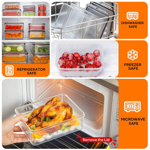50 Piece Food Storage Set With Lids For Kitchen Organization And Meal Prep Reusable BPA Free Plastic Containers Leakproof Real Workhorse For Everyday Use in refrigerator, dishwasher, freezer, and microwave