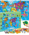 World Map Felt Set For Kids, Hands-On Flannel Board Educational Play Mat With World Famous Sights, 43 By 28 Inch Preschool Geography Fun
