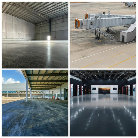 Kick Ass Heavy Duty Low Foam Auto Floor Cleaner Industrial Strength Concentrate used on clean concrete floors in warehouses and airports.