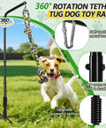 Tether Dog Toy Rack With 3 Tug Rope Toys Rotating Outdoor Tug Toy Stand for yard park lawn, adjustable height for dogs