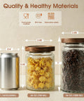 Airtight 24 Oz Glass Storage Jar With Bamboo Lid For Pantry And Kitchen Counter next to soda can for size comparison.