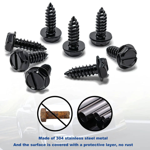 Stainless Steel Anti Theft License Plate Screws 8 Pack Black Tamper Proof Bolts For Cars Trucks And SUVs Easy Install