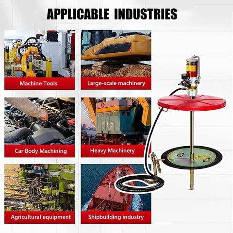Heavy Duty Pneumatic Grease Pump Kit For 55 Gallon Drums With 50 To 1 Pressure Ratio And Tough Lines for various industries.