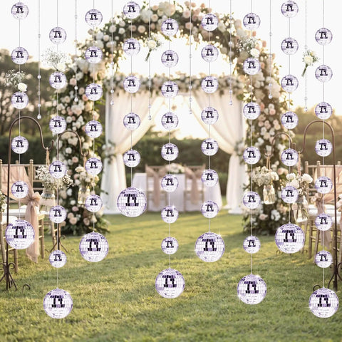 8 Pack Mini Disco Ball Garlands And Silver Mirror Balls Hanging Banner For Party Backdrop Decor Sparkly Silver Streamer Curtains