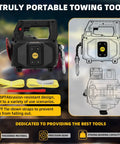 Lonsge 1000 Lb Portable Battery Winch With 40 Ft Steel Cable Compatible With De Walt Power Tools Over 20 V Capacity Features Wireless Remote Control For Heavy Duty Lifting And Hauling Jobs On The Job Site Or Around The Yard In Black Finish Durable, showcasing the winch design and accessories.