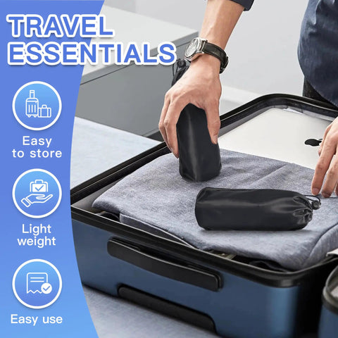 Person packing Two Pack Airplane Travel Footrest Hammock For Relaxing Your Feet On Long Flights into suitcase