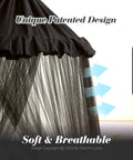 Black Bed Canopy With Star Lights For Kids And Adults, Hanging Sheer Net Curtain, unique patented design, soft and breathable.