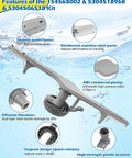 Dishwasher Lower Spray Arm Replacement Kit With Built In Support And Filter Easy Install Includes 5304518968 Support And 5304506518 Filter Universal Fit, showing features and materials like ABS plastic, stainless steel parts, and efficient filtration system.