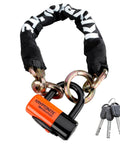 Beefed Up Heavy Duty 12mm Hardened Manganese Steel Bike Chain Lock With Six Sided Links And Nylon Cover, Evolution Series 4 Disc Lock Included