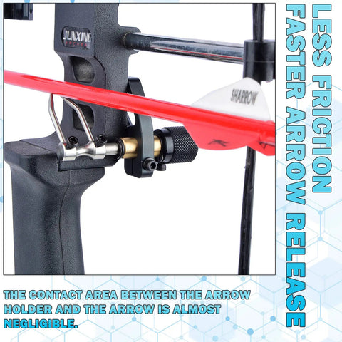 Dual Use Arrow Rest For Compound And Recurve Bows in lightweight metal, mounted showing stainless steel brass aluminum construction.