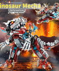 2 In 1 Dinosaur Mech Building Kit With 422 Pieces, Transform From Fierce Dino To Jet, Compatible With Normal Bricks