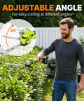 Man uses Two In One Cordless Hedge Trimmer And Grass Shears for quick yard jobs, dual batteries, adjustable angle, 8.9 inch blade