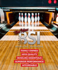 Bowling lane with pins and Bowler's Superior logo, highlighting quality and performance essentials