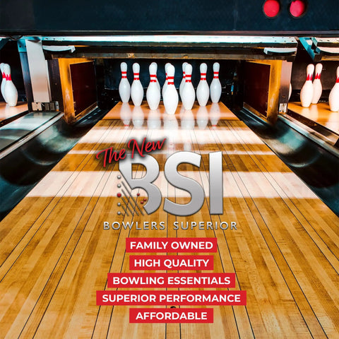 Bowling lane with pins and Bowler's Superior logo, highlighting quality and performance essentials