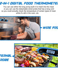 Instant Read Digital Meat Thermometer For Grillin And Smoking With Dual Probe Oven Safe Food Thermometer in use with grill and oven