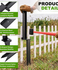 Heavy Duty Fence Post Repair Kit And Quick Fix Stabilizer Bracket with L-shaped and V-shaped design in use during installation.