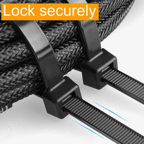 8 Inch Black Zip Ties Heavy Duty 50 Pound Tensile Strength 100 Pack Industrial Grade Cable Ties UV Resistant Nylon 66 For Home Garage Projects And Outdoor Use securing cables
