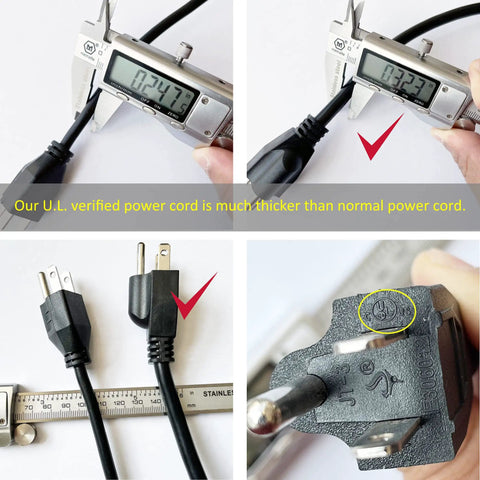 10 Amp 110V Temperature Controller Digital Thermostat Switch For Sous Vide power cord thickness comparison.