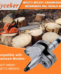 Heavy Duty Replacement Crankshaft Bearings And Oil Seals Kit For Stihl MS271 MS291 Chainsaws displayed on stump