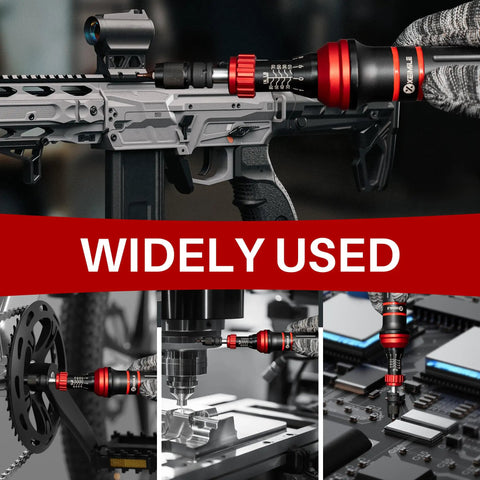 Adjustable Torque Screwdriver Set From Ten To Eighty In Lb With One Quarter Inch Bit Holder used for bicycle maintenance and machinery.