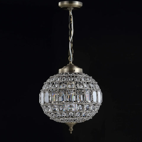 Antique Brass Crystal LED Pendant Light For Kitchen And Dining Room Glam Globe Chandelier With Clear Crystal Shade Dope Modern Ceiling Lamp