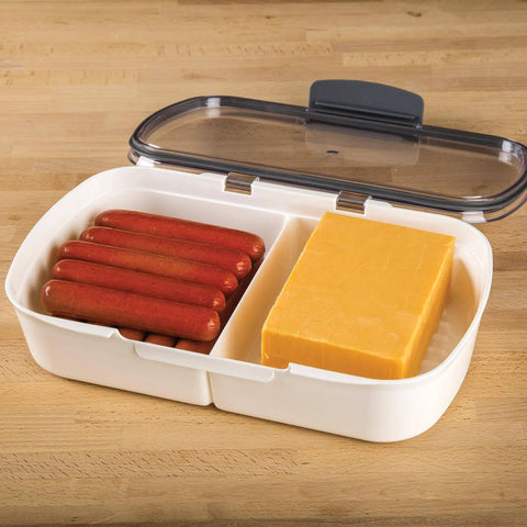 Split Deli Storage Container With Airtight Silicone Seal And Dry Erase Lid For Meats And Cheeses, Keeps Bacon Fresher Longer, 11.75 inch