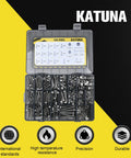Katuna 304 stainless steel 616-piece metric bolt and nut assortment kit in a clear plastic case front view