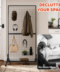 Two Pack Hella Durable Rolling Wire Grid Wall Panels Featuring Twenty Straight Up Sturdy Hooks For Retail Shops Craft Fairs Mobile Vendor Booths And Weekend Markets In Black with hooks and bags.