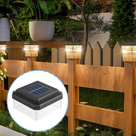 Weather Proof Fence Post Solar Lights For Backyard And Driveway Lines Durable Outdoor Solar Powered Lamps with a decorative fence.