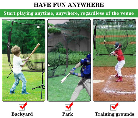 Heavy Duty 7x7ft Portable Baseball And Softball Practice Net With Carry Bag For Batting, Hitting, And Pitching Easy Assembly