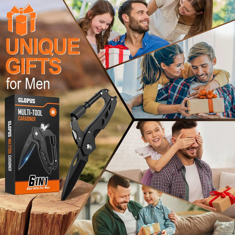 Image showing Six In One Multitool Carabiner With Pocket Knife And Bottle Opener as a gift for men with family scenes