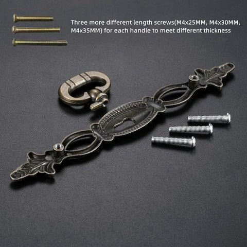 Vintage Style Antique Bronze Cabinet Pulls Handles with screws, 160x22x34mm, zinc alloy construction, ideal for furniture drawers.