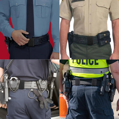 Four Pack Heavy Duty Belt Keepers Fit 2 To 2 1/4 Inch Duty Belts With Killer Hook Loop Straps seen on tactical duty belts in use.