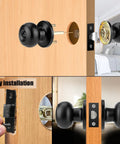 8 Pack Matte Black Privacy Door Knobs With Keyless Interior Lockset, Hardware, Instructions, And Wall Protectors in use