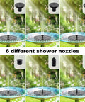 Solar Powered Bird Bath Fountain With Six Nozzles For Free Standing Floating Water Feature In Garden Pond Or Pool, 1.4W Solar Panel, Quick Startup In Direct Sun, Attract Hummingbirds, Black