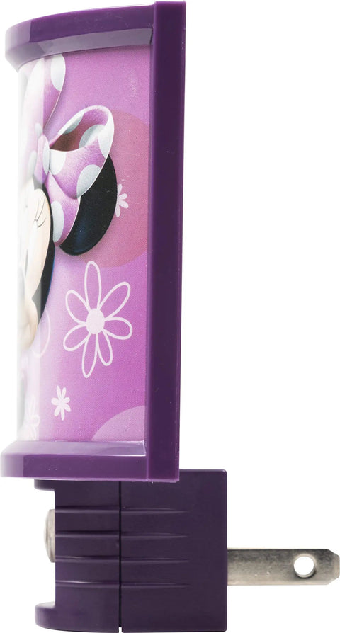 Minnie Mouse Wrap Shade LED Night Light Kid-Friendly Plug-In Wall Night Light With Dusk-To-Dawn Sensor, side view