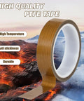 Heavy Duty Pro Grade PTFE Teflon Glass Cloth Tape 1 Inch By 33 Feet 0.18mm Thick Non Stick High Temperature Adhesive Roll