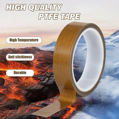 Heavy Duty Pro Grade PTFE Teflon Glass Cloth Tape 1 Inch By 33 Feet 0.18mm Thick Non Stick High Temperature Adhesive Roll