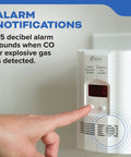 Carbon Monoxide And Explosive Gas Alarm Plug In Wall Detector With 9 Volt Battery Backup And Digital LED Display 120 Volt 85 Decibel