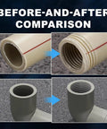 Comparison of PVC pipe before and after threading with DIY Ready All In One Dual Function Pipe Thread Cutter Kit